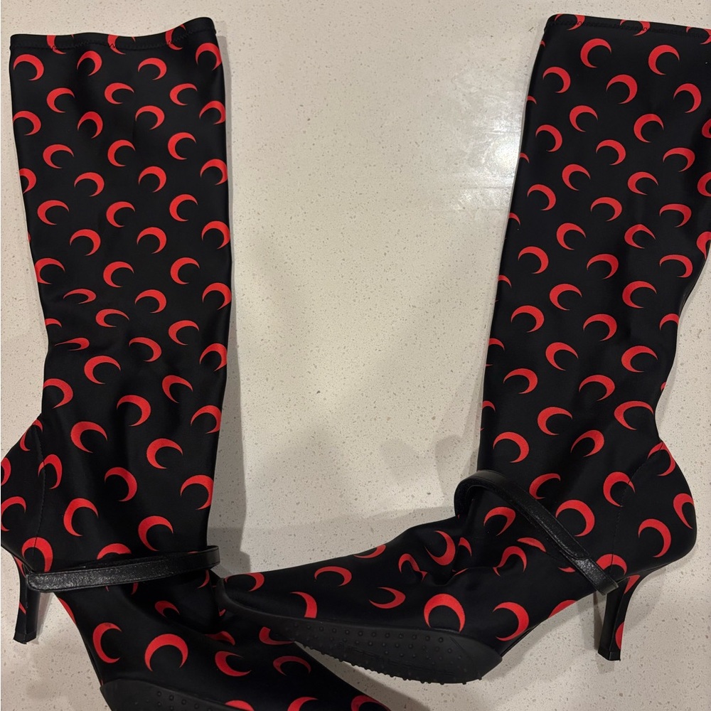 Marine Serre Black and Red Crescent Moon Boots